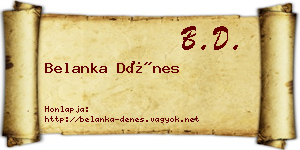 Belanka Dénes névjegykártya